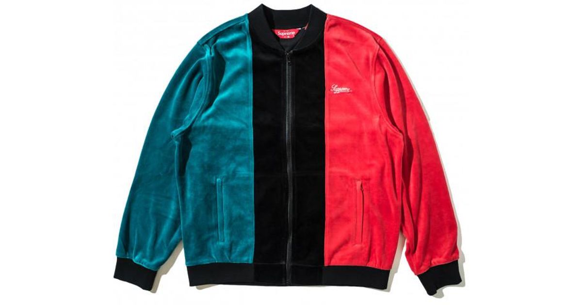 supreme velour zip up jacket black
