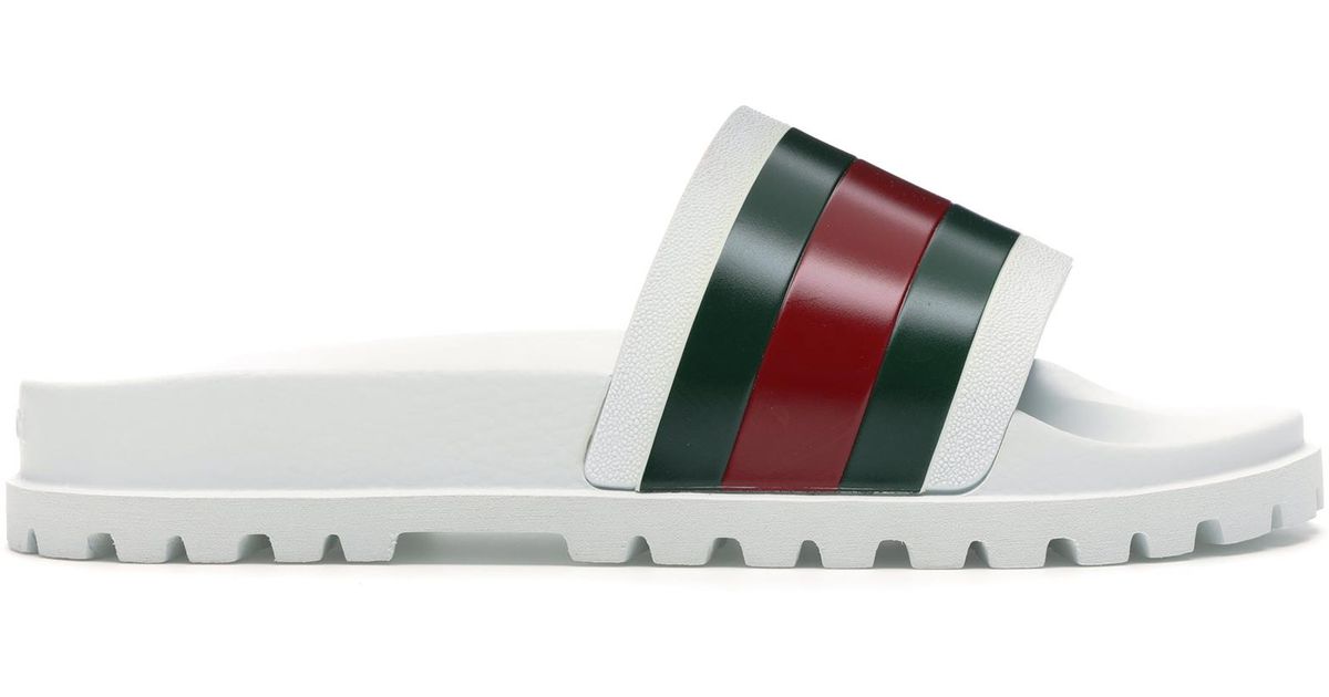 Gucci Web Slide Sandal White for Men - Lyst