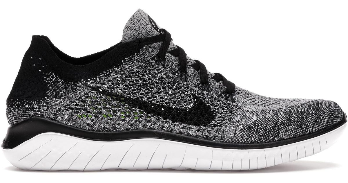 nike free rn flyknit black white