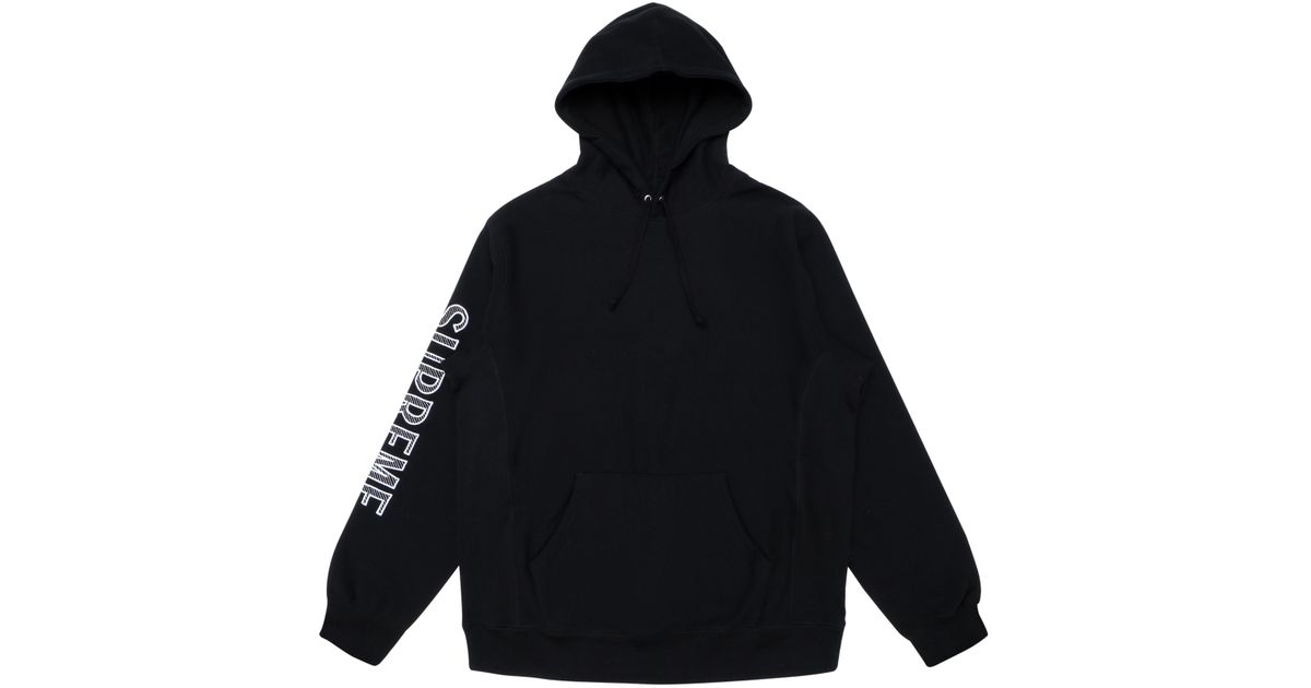 supreme sleeve embroidery hooded sweatshirt black