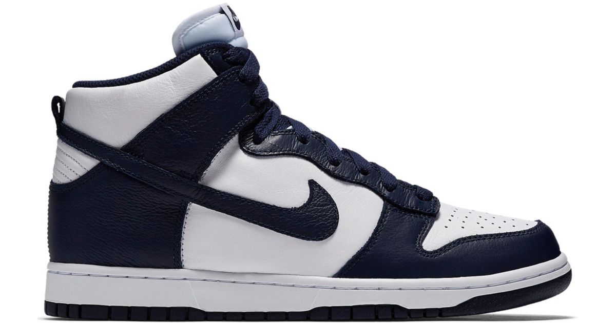 navy blue high dunks