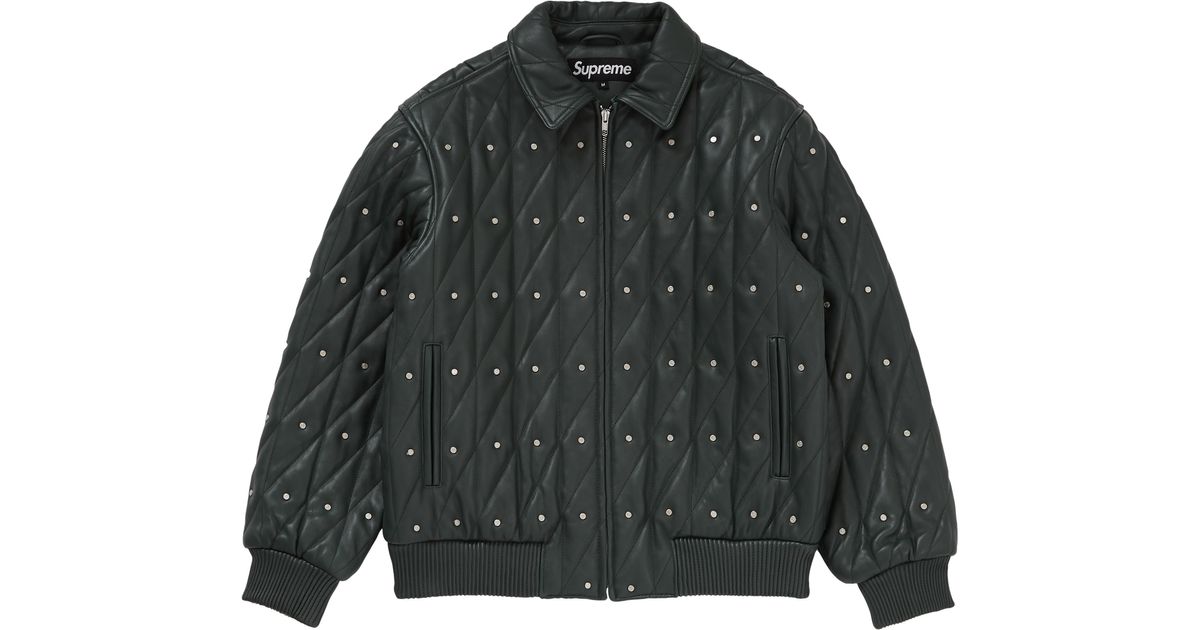 supreme quilted studded leather jacket