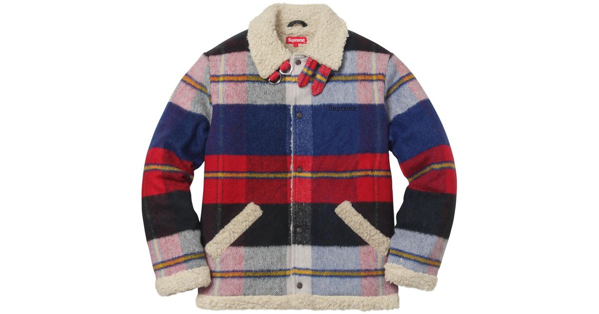 plaid shearling bomber