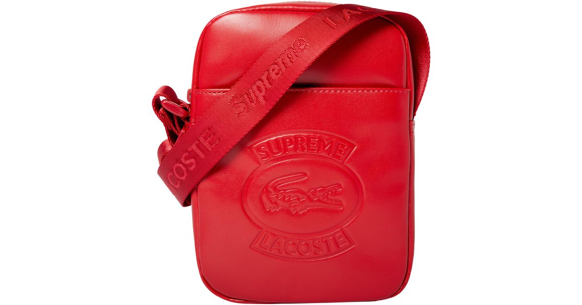 supreme lacoste shoulder bag red