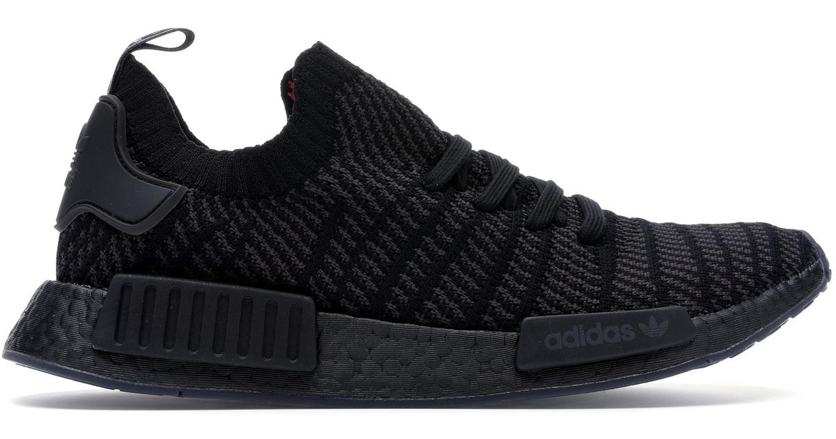 nmd r1 primeknit stlt triple black