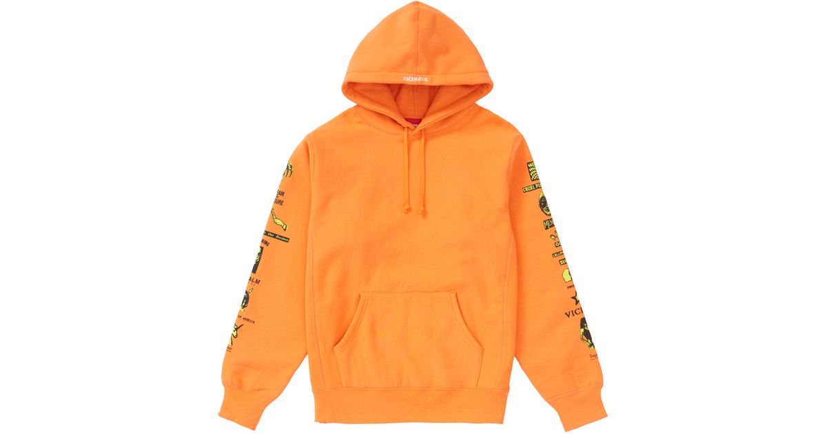 bright orange sweatshirt