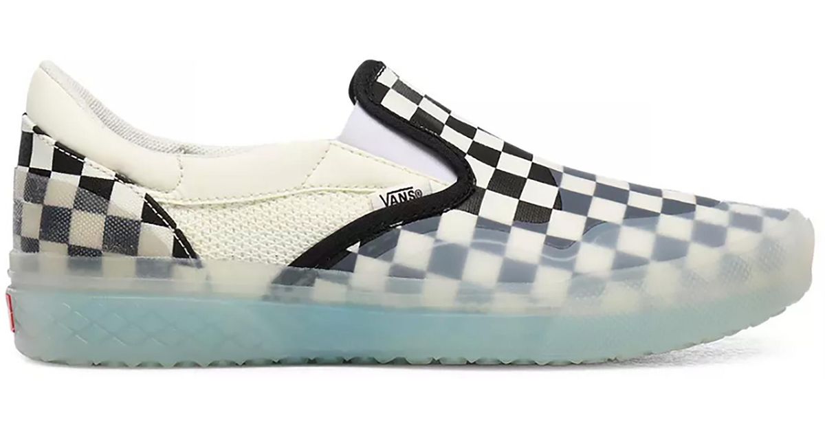 vans checkerboard slip on tan