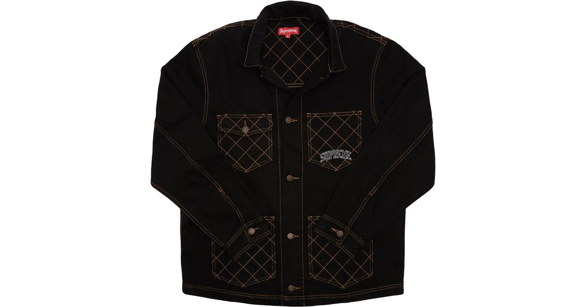 supreme diamond stitch denim chore coat