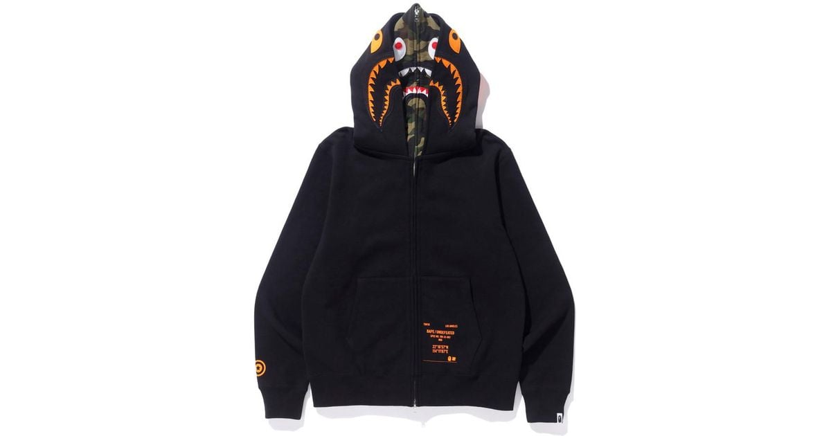 A Bathing Ape X Undefeated Double Shark Full Zip Hoodie Black for Men - Lyst