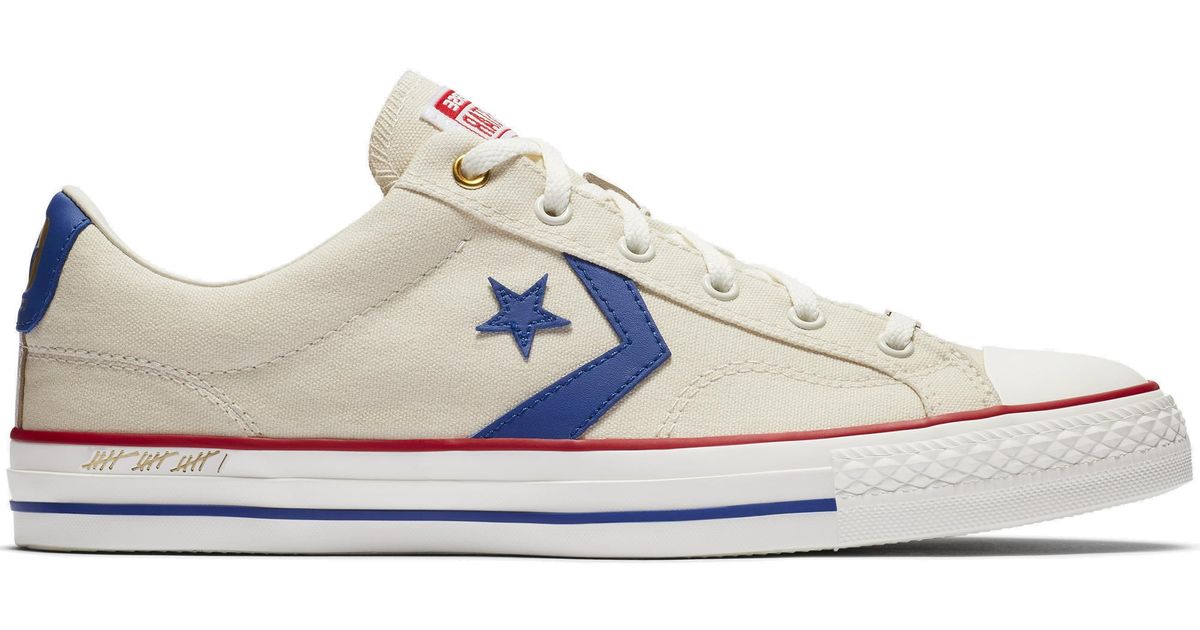 white blue and red converse