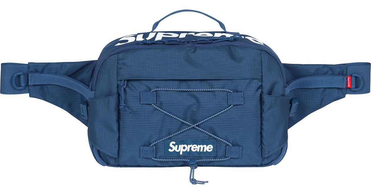 blue supreme waist bag