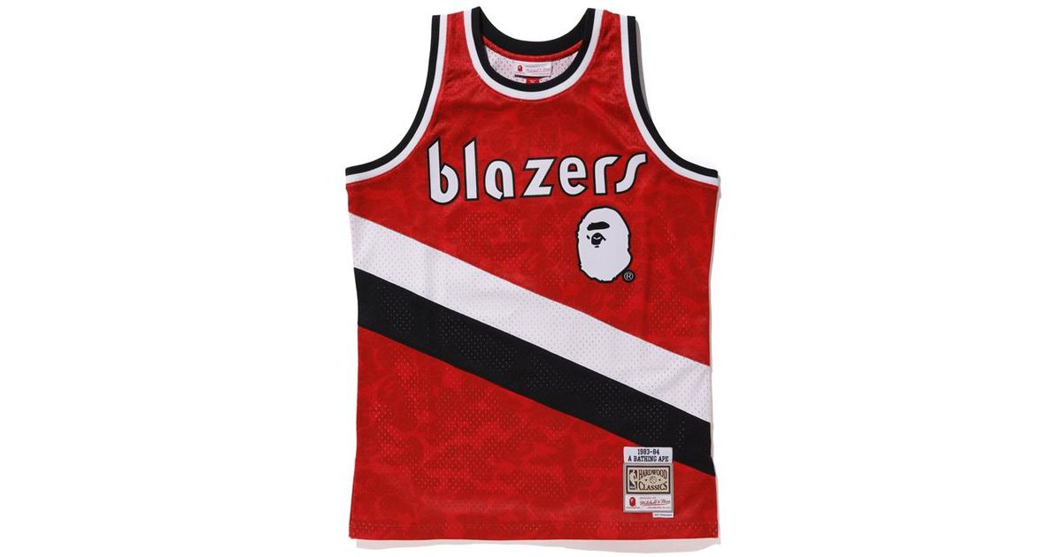 bape x mitchell & ness warriors abc basketball swingman jersey