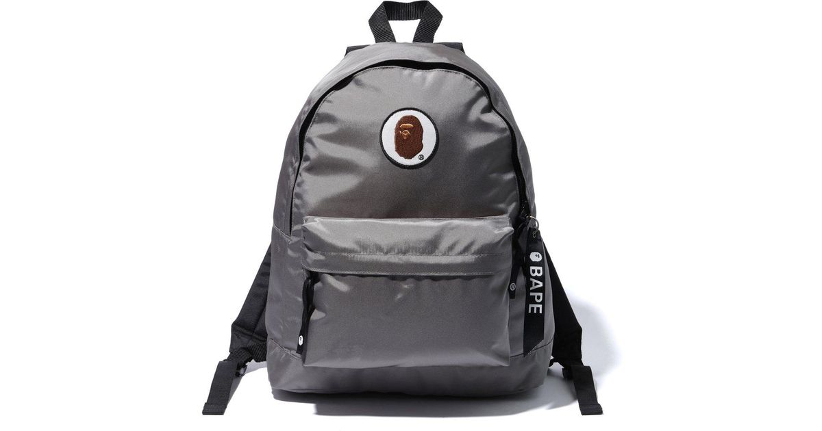 bape happy new year ape head patch backpack grey