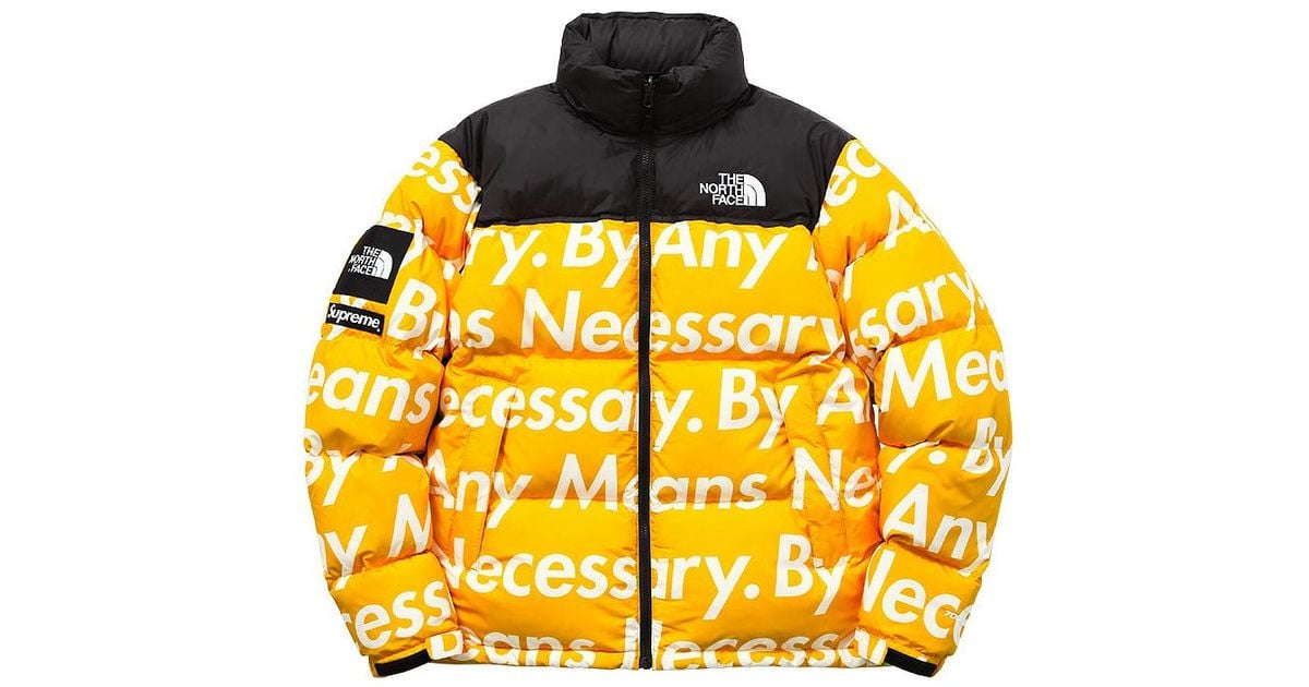 Supreme The North Face By Any Means Nuptse Jacket Yellow For Men