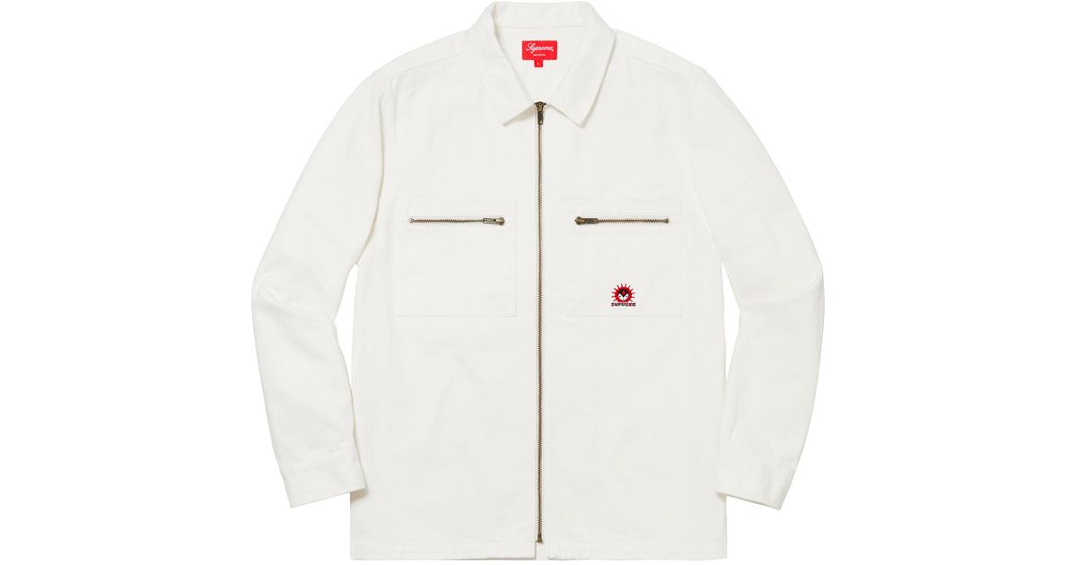 supreme vampire denim zip up shirt
