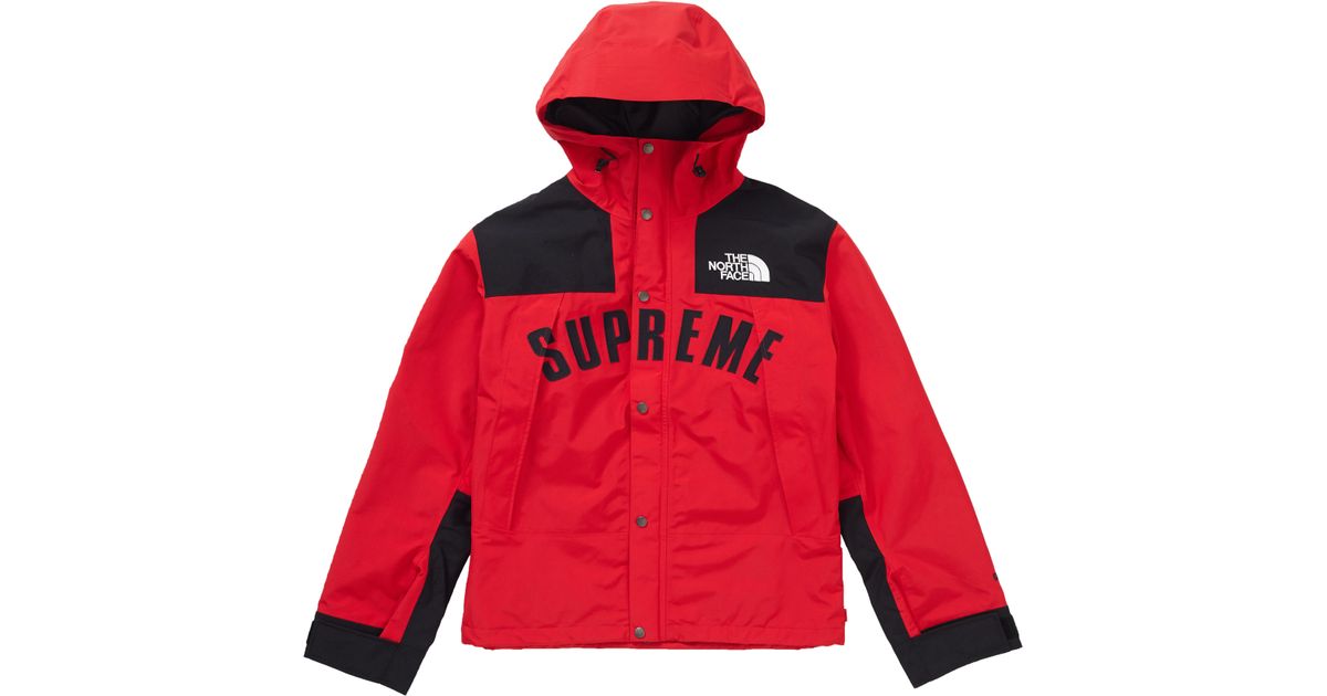 supreme the north face arc logo mountain parka red