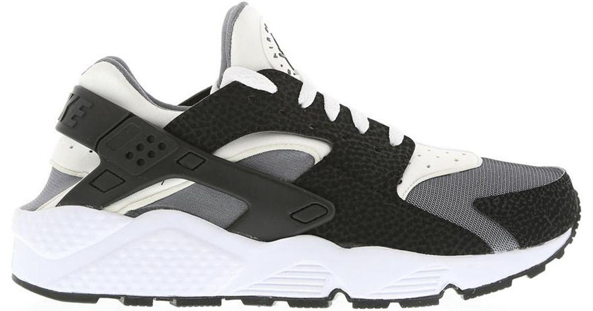 black white and gray huaraches