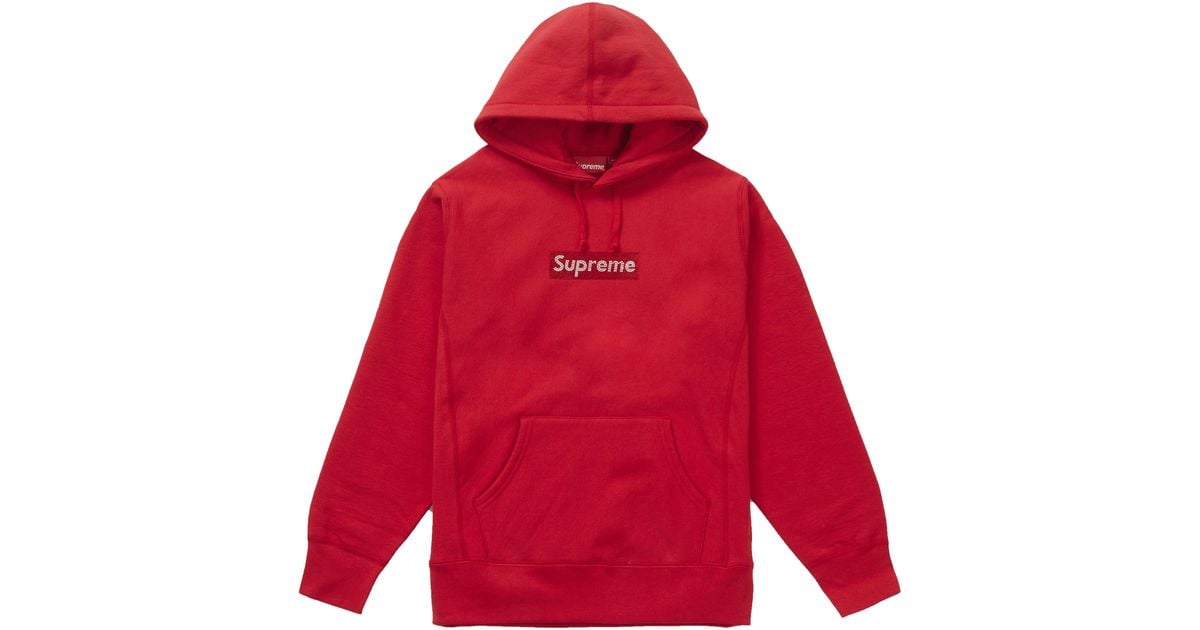 Supreme Swarovski Box Logo Hooded Sweatshirt in Red for Men - Save 19% ...