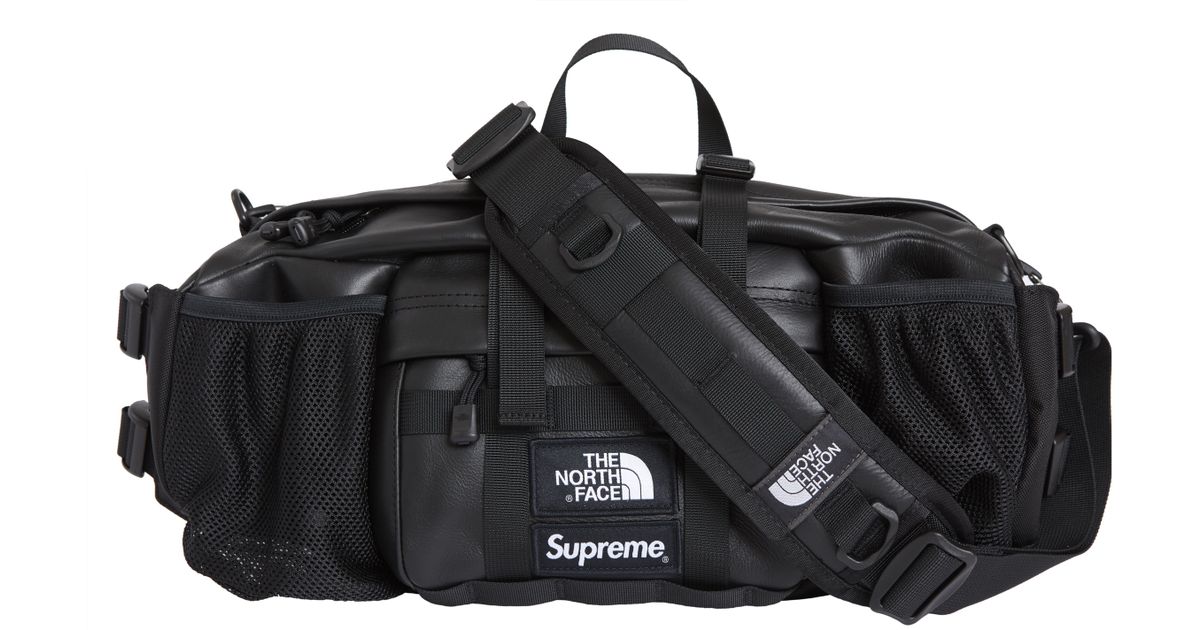 supreme the north face leather mountain waist bag black
