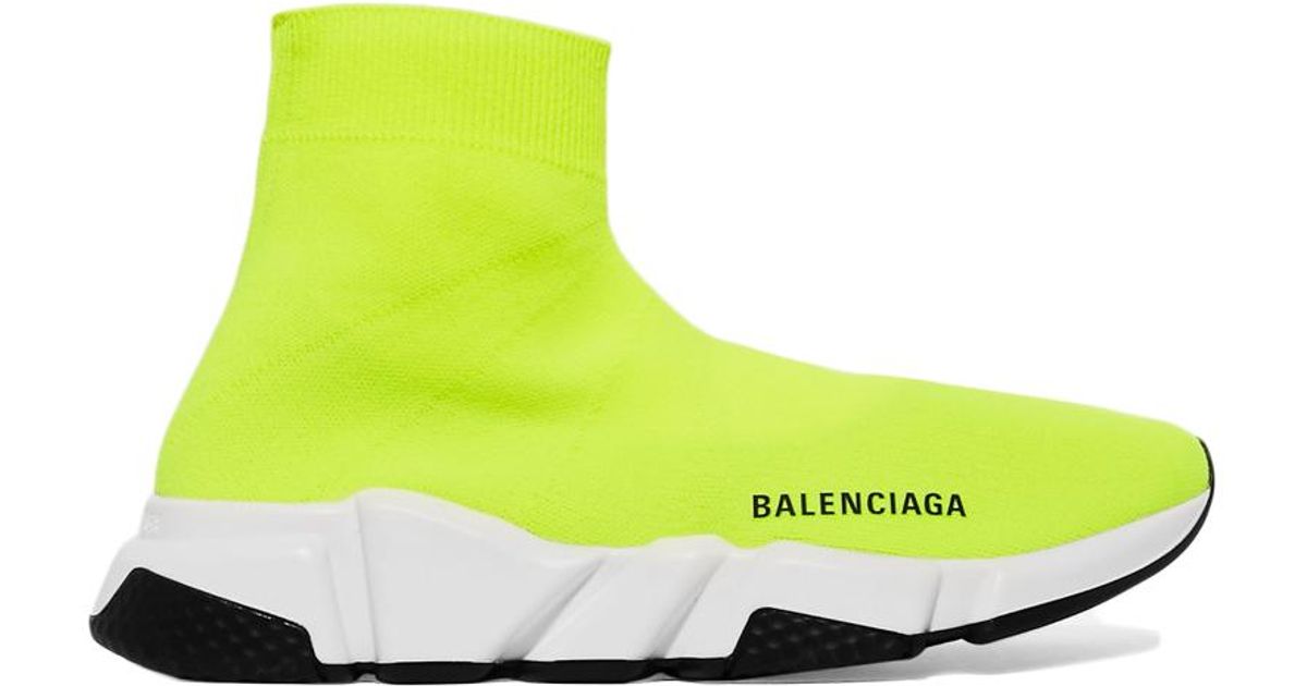 Balenciaga Denim Speed Neon Logoprint Stretchknit High