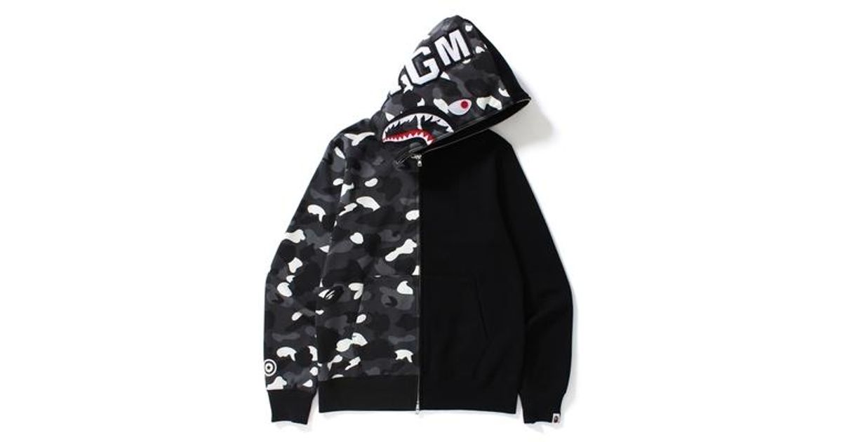 half camo half black bape hoodie
