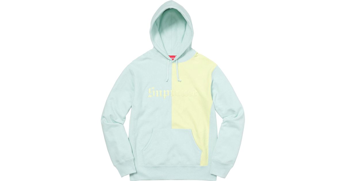 supreme blocked hoodie ice blue