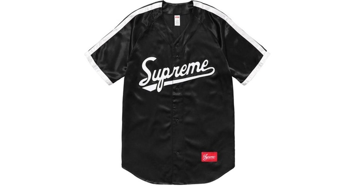 supreme satin baseball jersey black