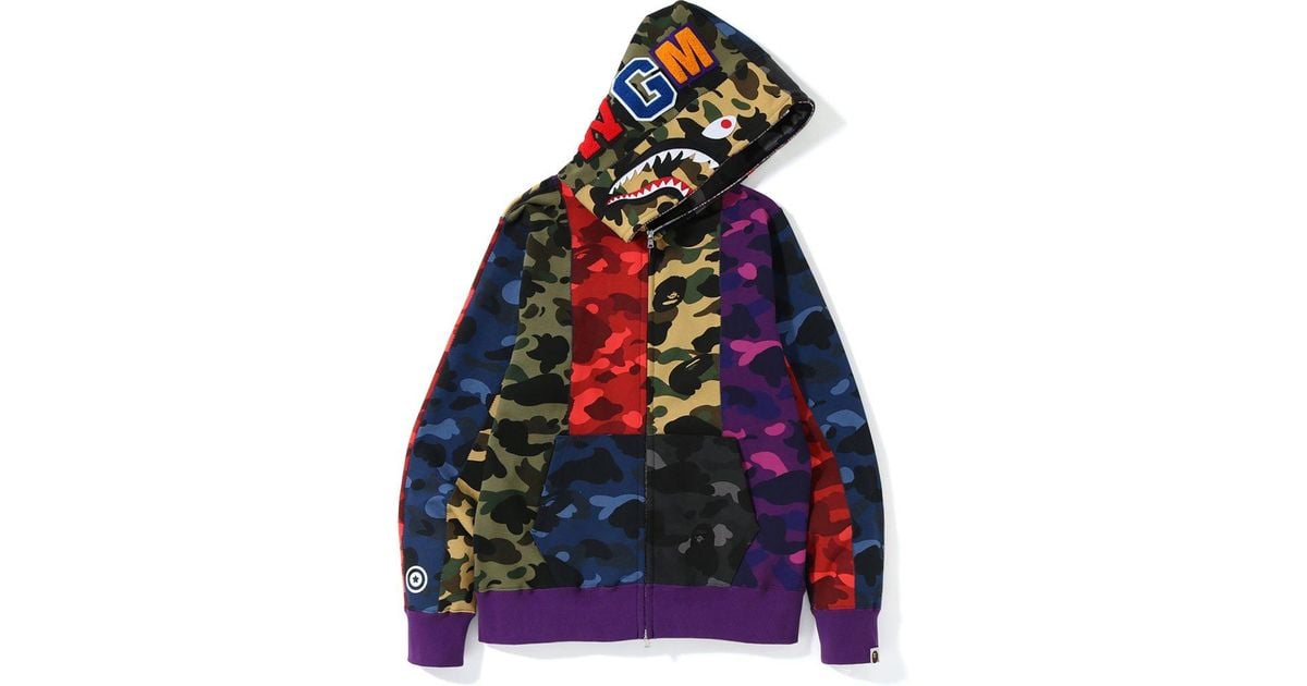 bape mix camo shark hoodie multi