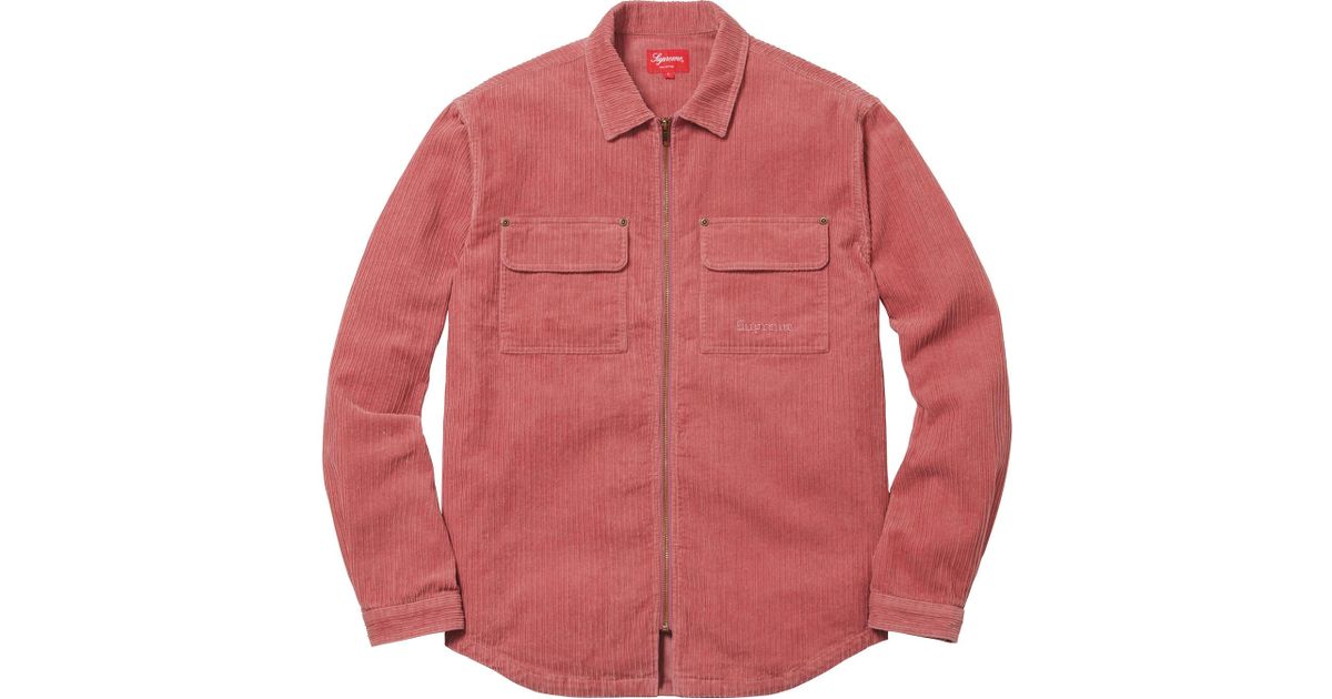 supreme corduroy zip up shirt