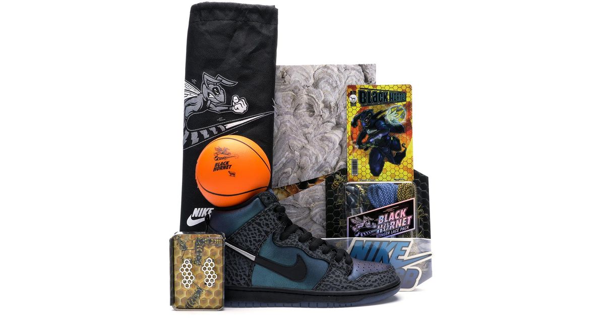 sb dunk high black hornet