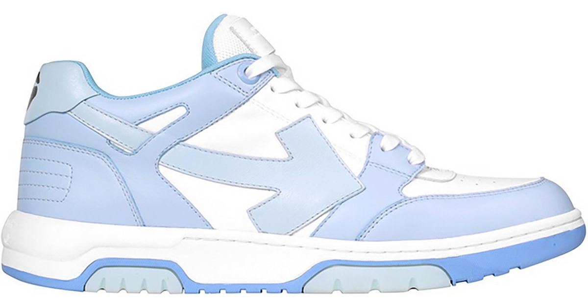 blue and white off white shoes