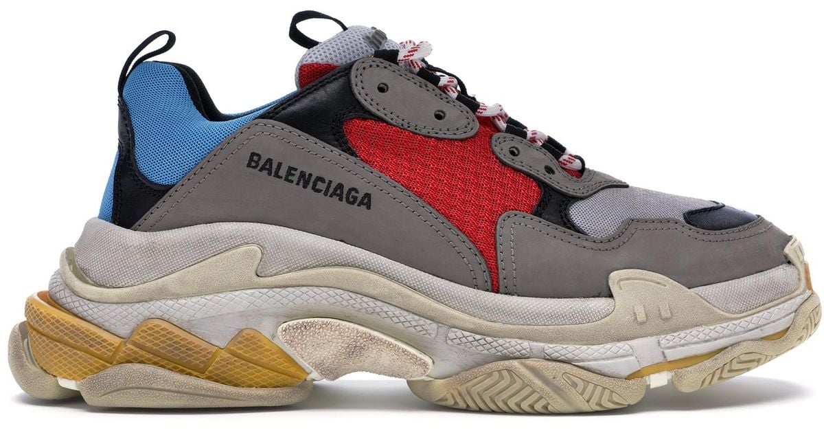 balenciaga triple s blue red grey