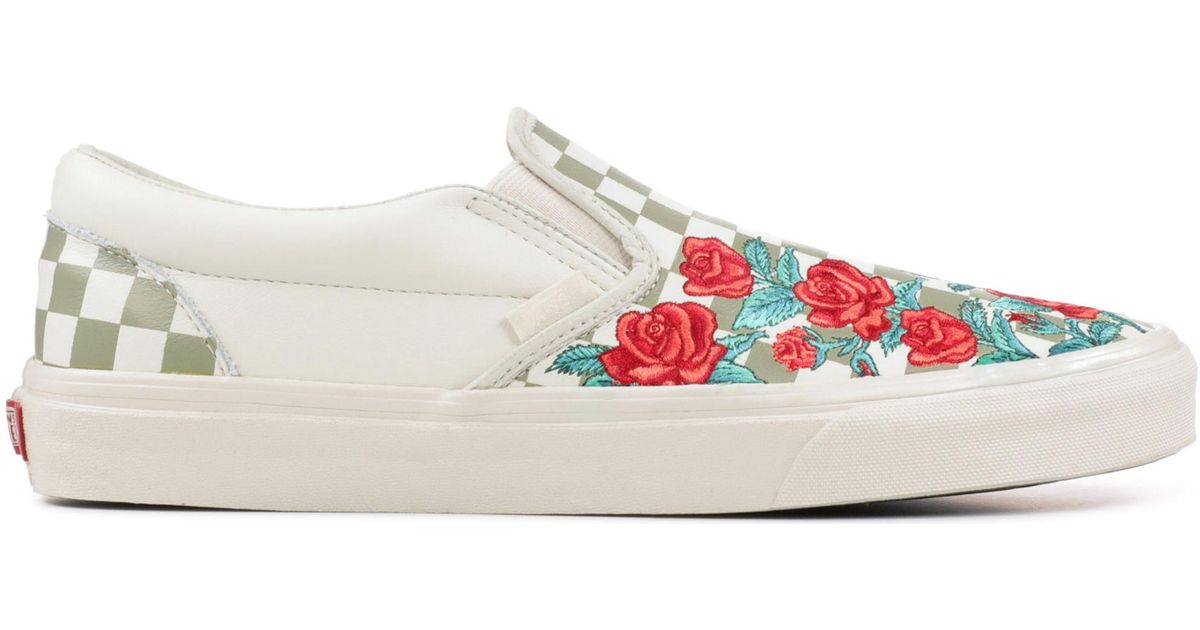 vans slip on flocked roses