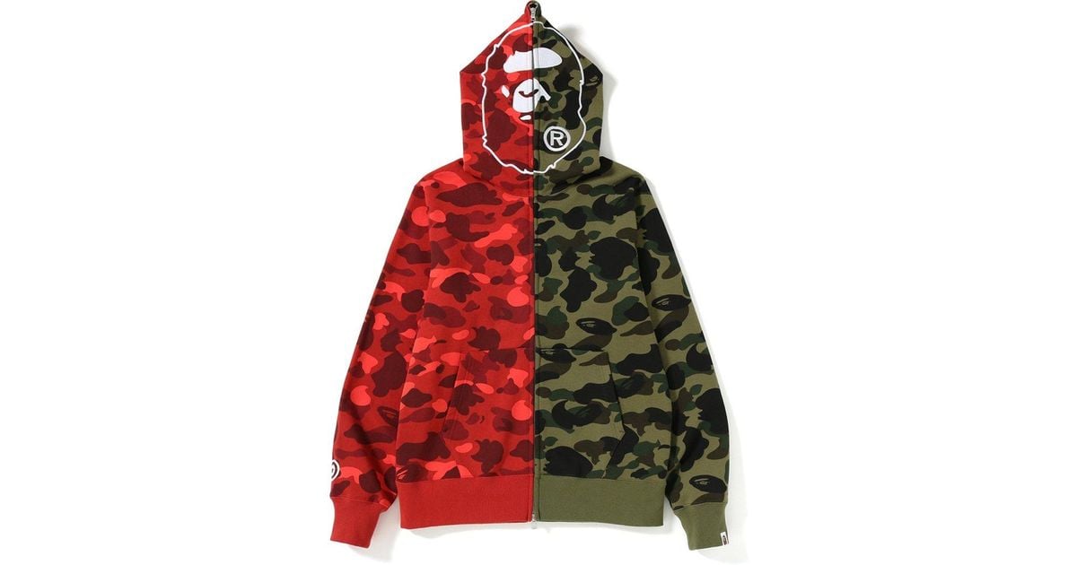 red and green camo bape hoodie