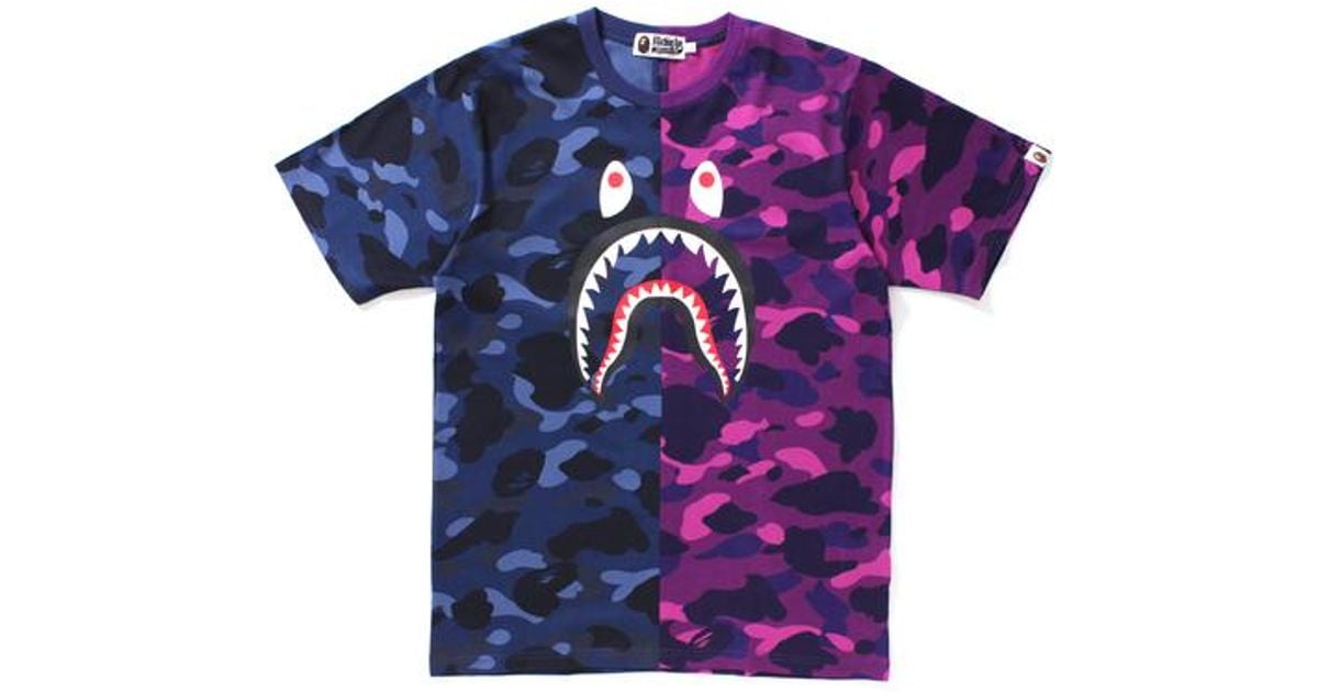 bape shark tee purple
