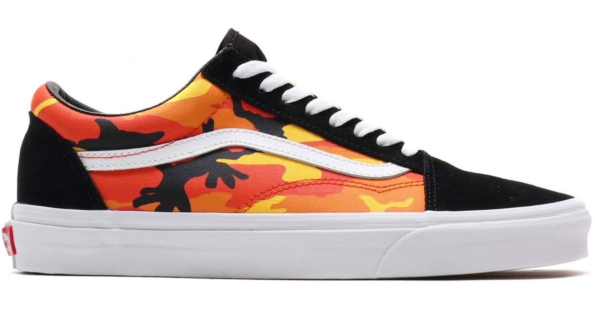 vans old skool camo orange