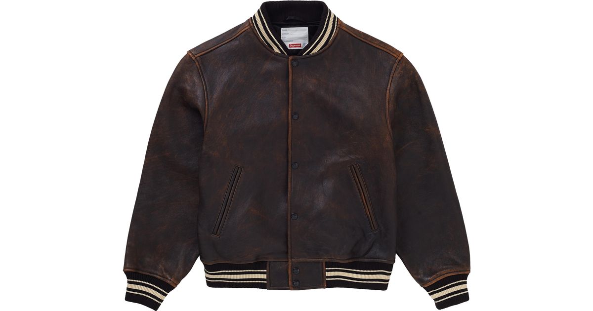 supreme uptown studded leather varsity jacket