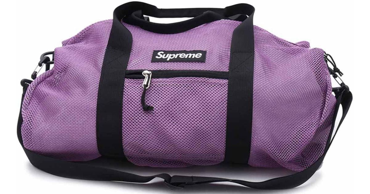 purple supreme duffle bag