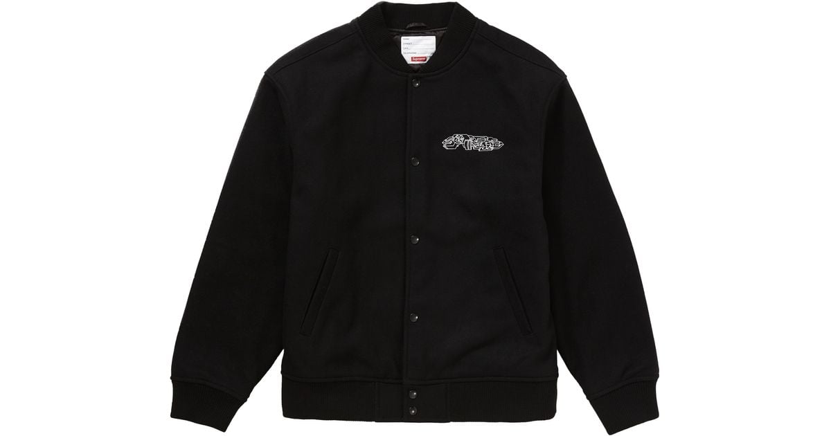 supreme delta logo varsity jacket
