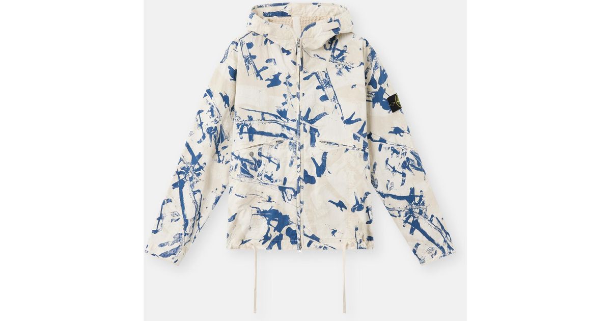 Stone Island 4100069 Scan Camo On Stretch Ripstop-Ovd in White for