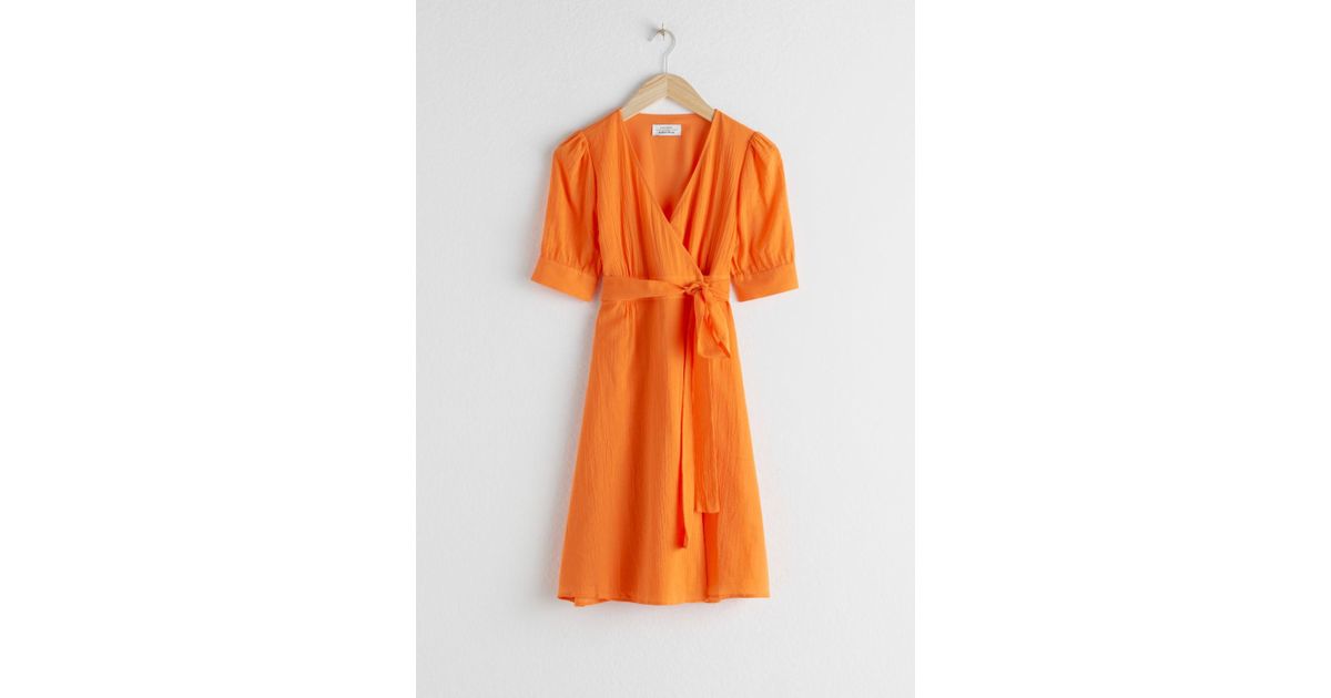 orange wrap mini dress
