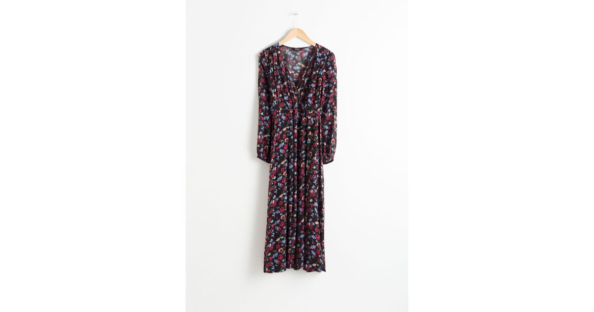 sheer printed midi dress