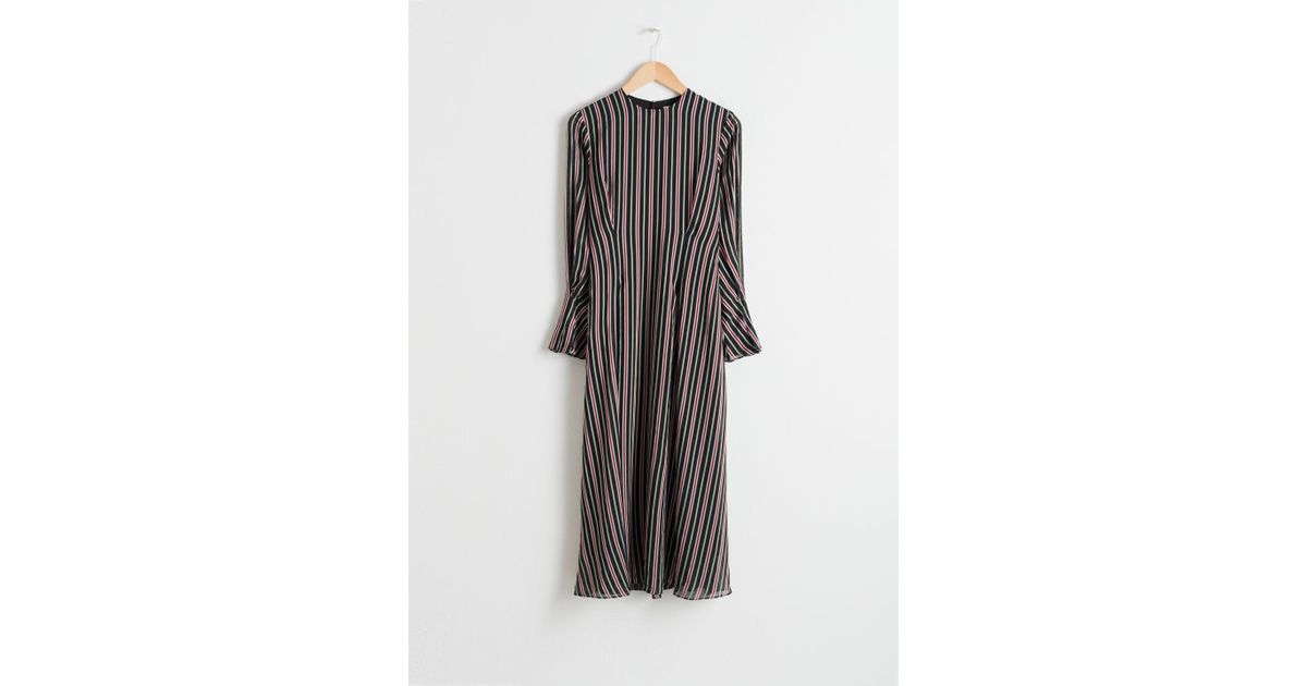 striped satin midi dress