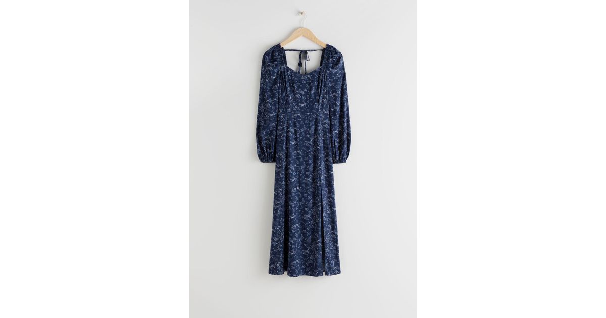 blue floral smock dress