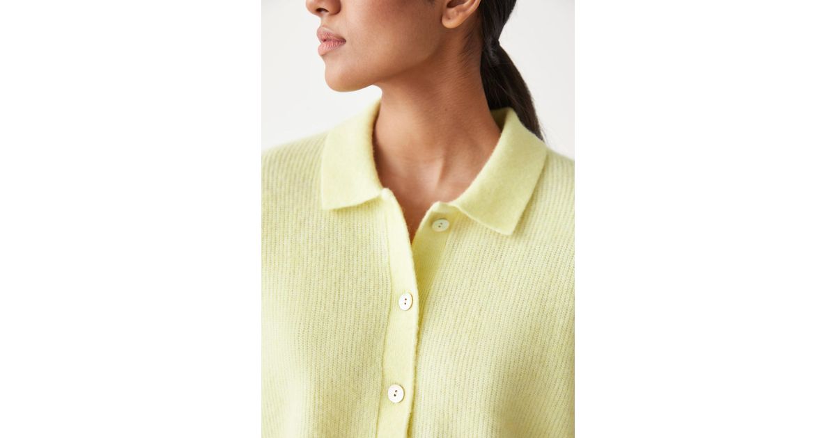 & Other Stories Cropped Collared Knit Cardigan in Yellow Lyst