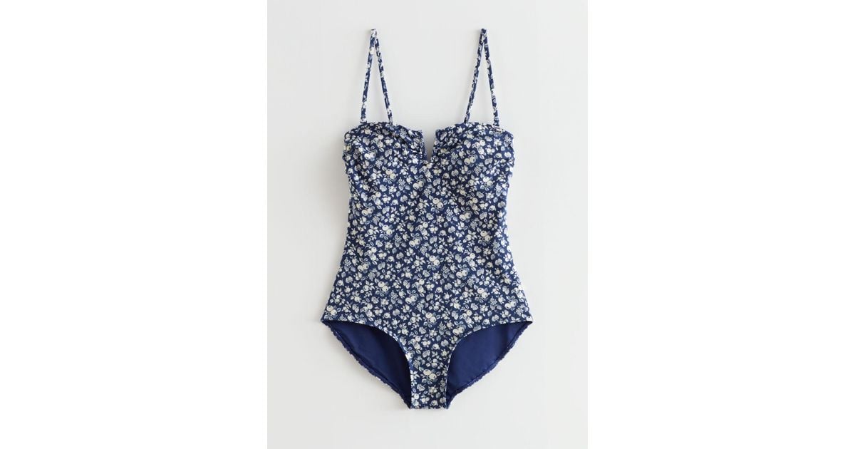 & Other Stories Printed Sweetheart Neck Swimsuit in Blue | Lyst Australia