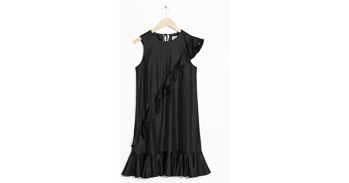 black satin frill dress