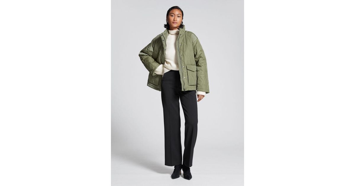 & Other Stories Relaxed Wave Quilted Jacket in Green Lyst