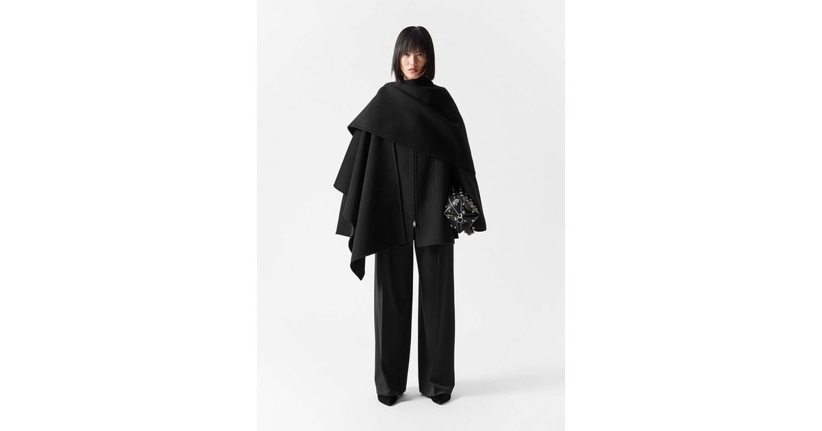 Other Stories Asymmetric Wool Cape in Black Lyst Australia