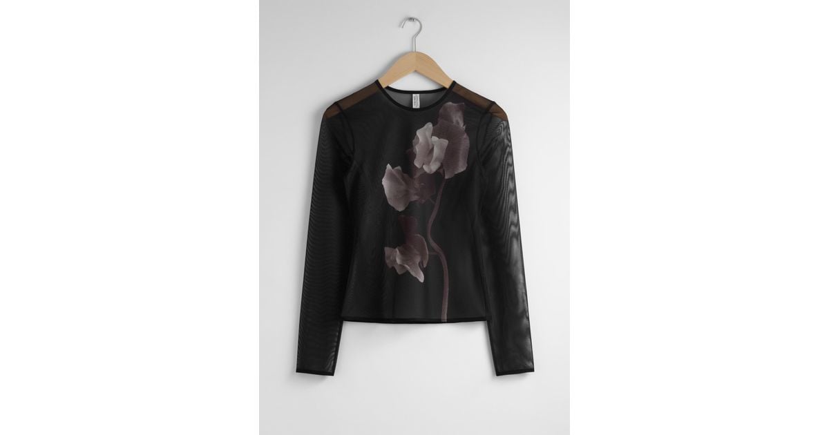 Other Stories Sheer Mesh Top in Black Lyst UK